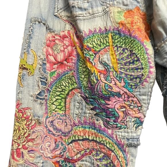 NWT Magnolia Pearl Sea Dragon Applique Miners Denims Faded Indigo Patches OS - Picture 10 of 16